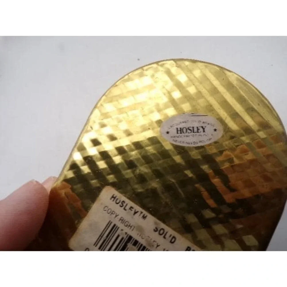 Hosley Solid Brass Oval Basket Moveable Handle Textured Base Vintage 1992 India